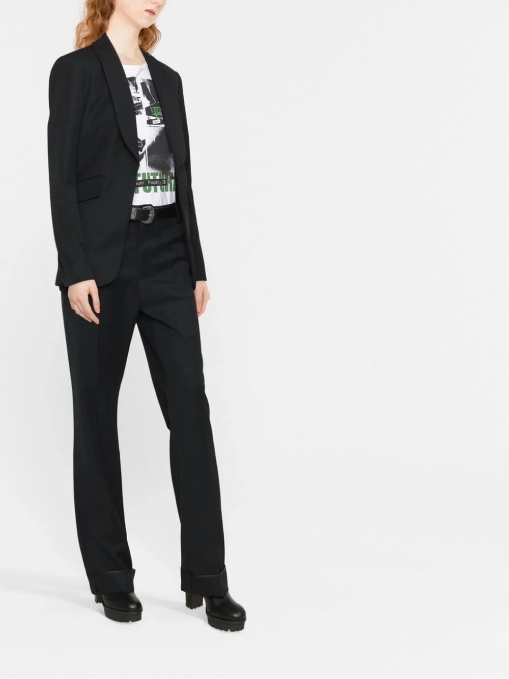 Zadig & Voltaire Black Poetia turn-up hem gabardine trousers